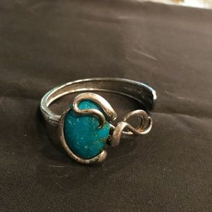 Silver Fork  bracelet with turquoise